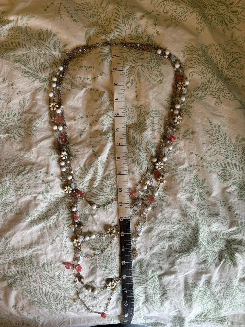 Layered Floral Bead Necklace in Pink and White